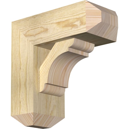 Ekena Millwork Olympic Craftsman Rough Sawn Bracket w/ Offset Brace, Douglas Fir, 6"W x 14"D x 14"H BKT0604X14X14OLY04RDF